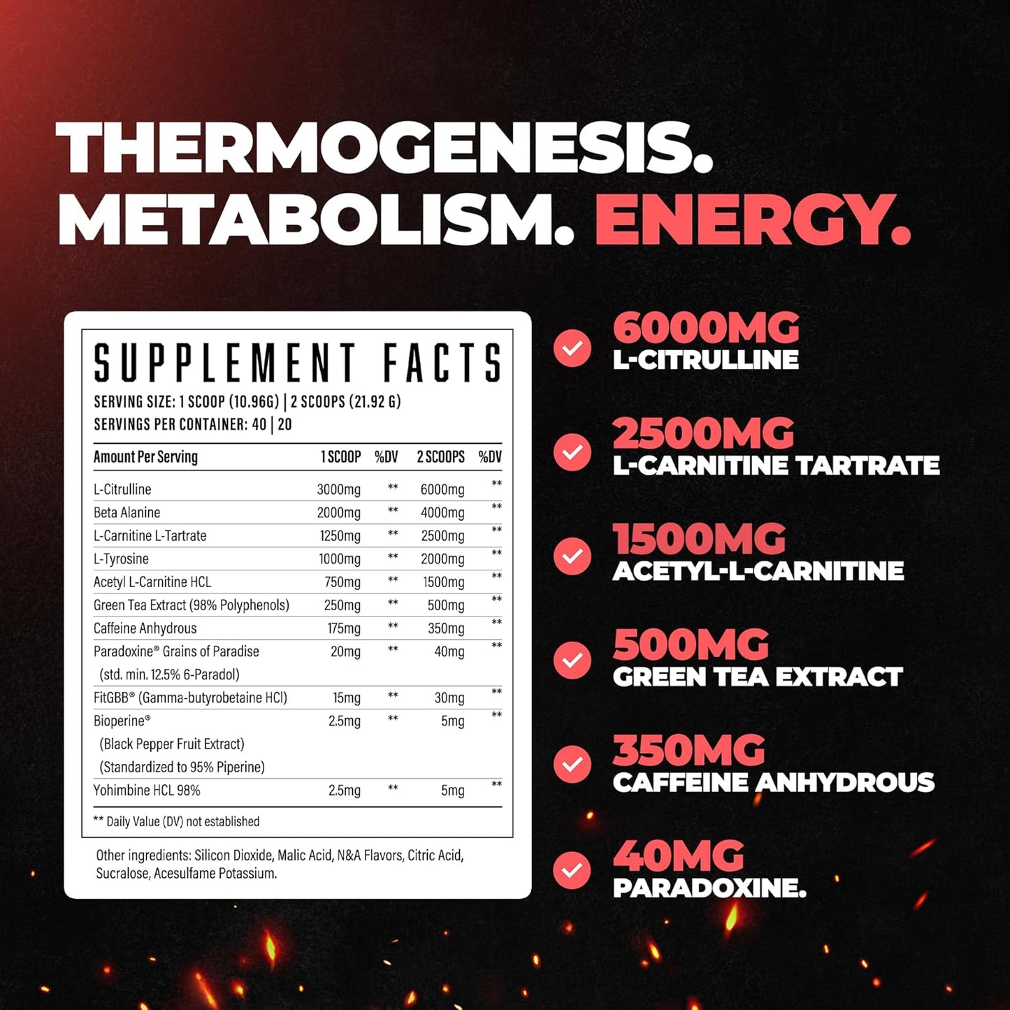 Wrecked Inferno Thermogenic Pre Workout - Energy Boost for Men & Women, Metabolism & Performance Enhancer with L-Citrulline, L-Carnitine, Beta-Alanine
