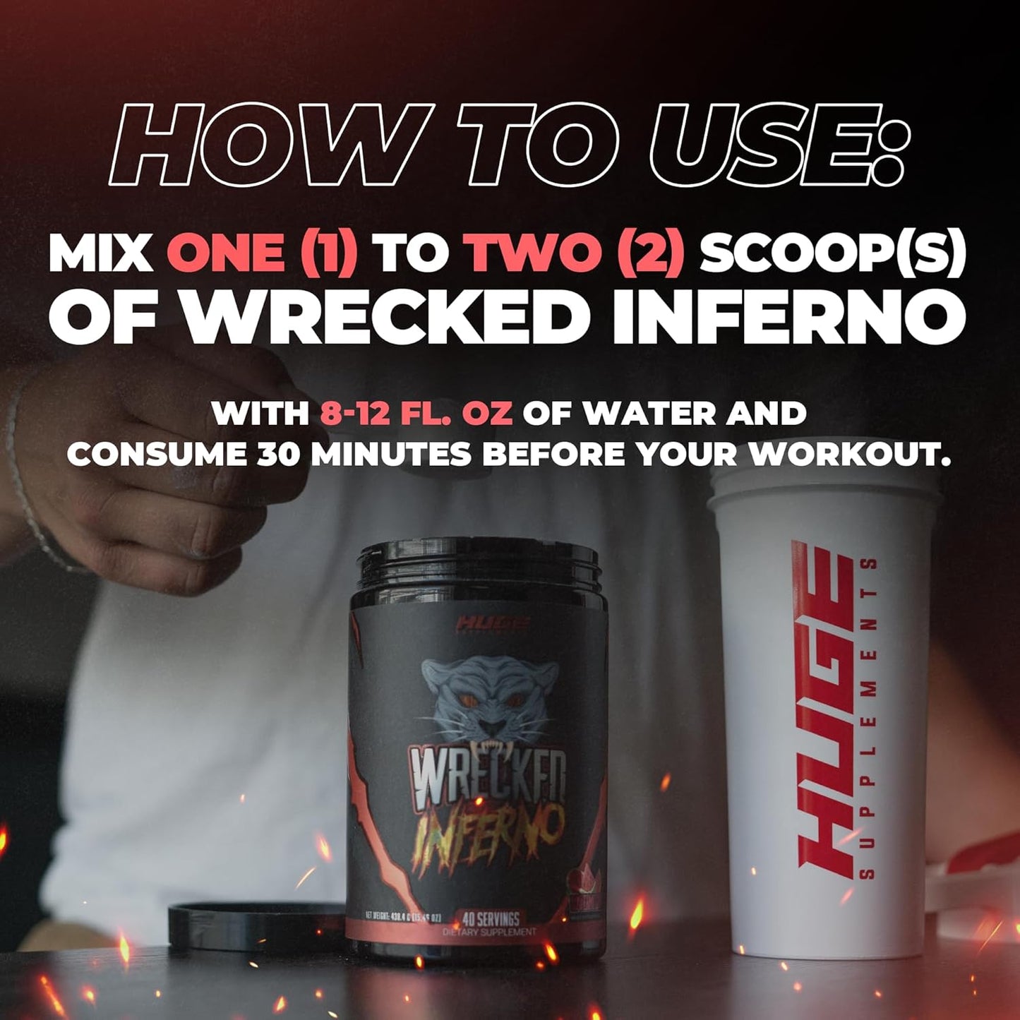 Wrecked Inferno Thermogenic Pre Workout - Energy Boost for Men & Women, Metabolism & Performance Enhancer with L-Citrulline, L-Carnitine, Beta-Alanine