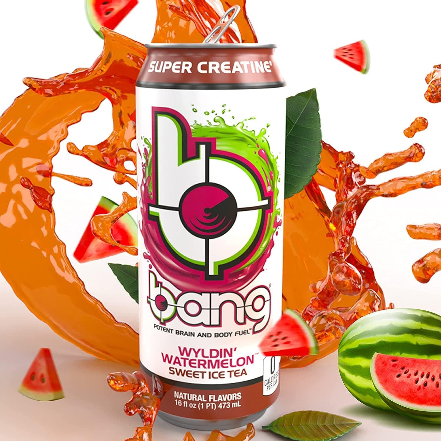 Wyldin' Watermelon Sweet Ice Tea - Powerful Energy & Performance Drink with Creatine, EAA Aminos, and CoQ10 - Sugar-Free and Zero Calories - Pre and Post Workout - (12) Cans