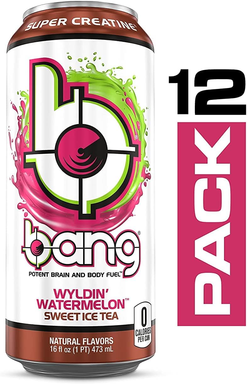 Wyldin' Watermelon Sweet Ice Tea - Powerful Energy & Performance Drink with Creatine, EAA Aminos, and CoQ10 - Sugar-Free and Zero Calories - Pre and Post Workout - (12) Cans