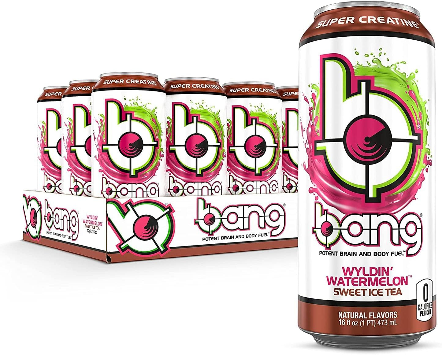 Wyldin' Watermelon Sweet Ice Tea - Powerful Energy & Performance Drink with Creatine, EAA Aminos, and CoQ10 - Sugar-Free and Zero Calories - Pre and Post Workout - (12) Cans