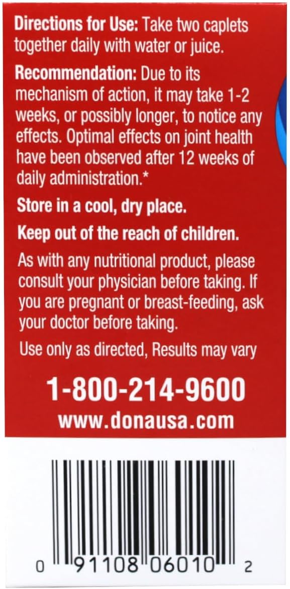 WynnPharm Dona Crystalline Glucosamine Sulfate 750mg Joint Supplement Pills for Knee & Joint Health - 60 Count x 2 Pack