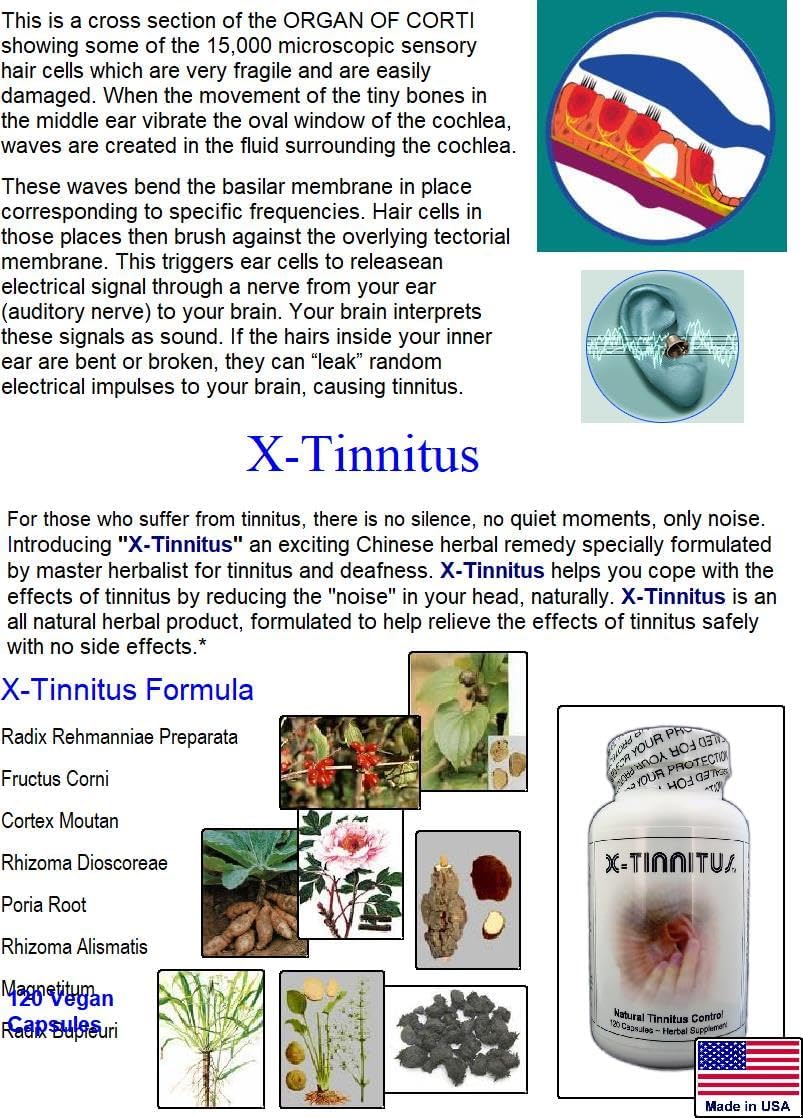 X-Tinnitus: Natural Remedy for Tinnitus - 120 Capsules - Made in USA
