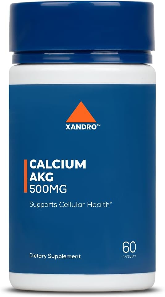 XANDRO Calcium AKG 500 mg Capsules - 60 Vegan Capsules for Cellular Health