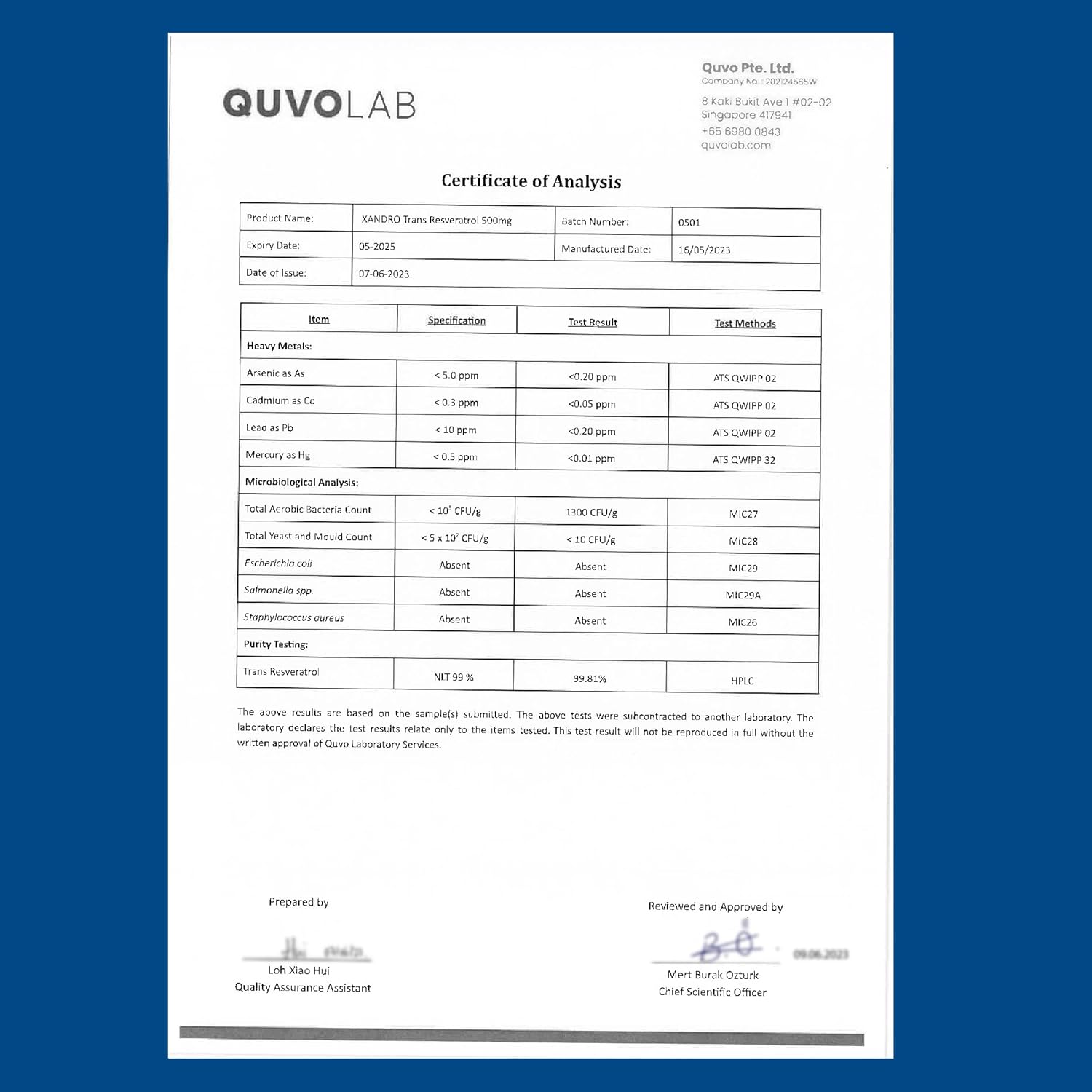 XANDRO Trans Resveratrol 500 mg Capsules - Vegan Antioxidant Support for Optimal Health - 60 Lab-Tested Capsules