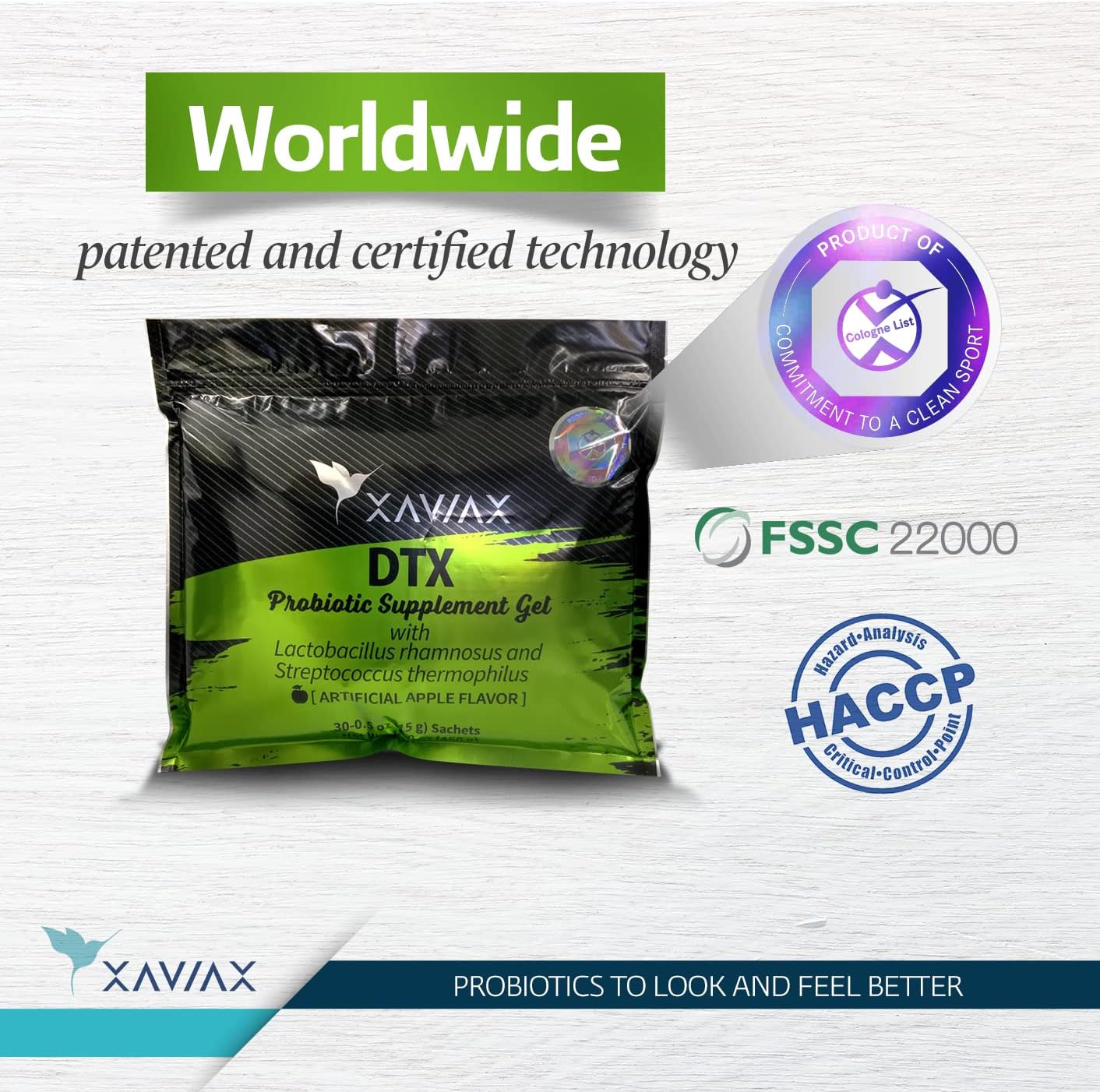 XAVIAX Probiotic Gel with 1 Million CFU for Gut Health, Constipation Relief, and Uric Acid Toxin Reduction - Apple Flavor - 30 Sachets