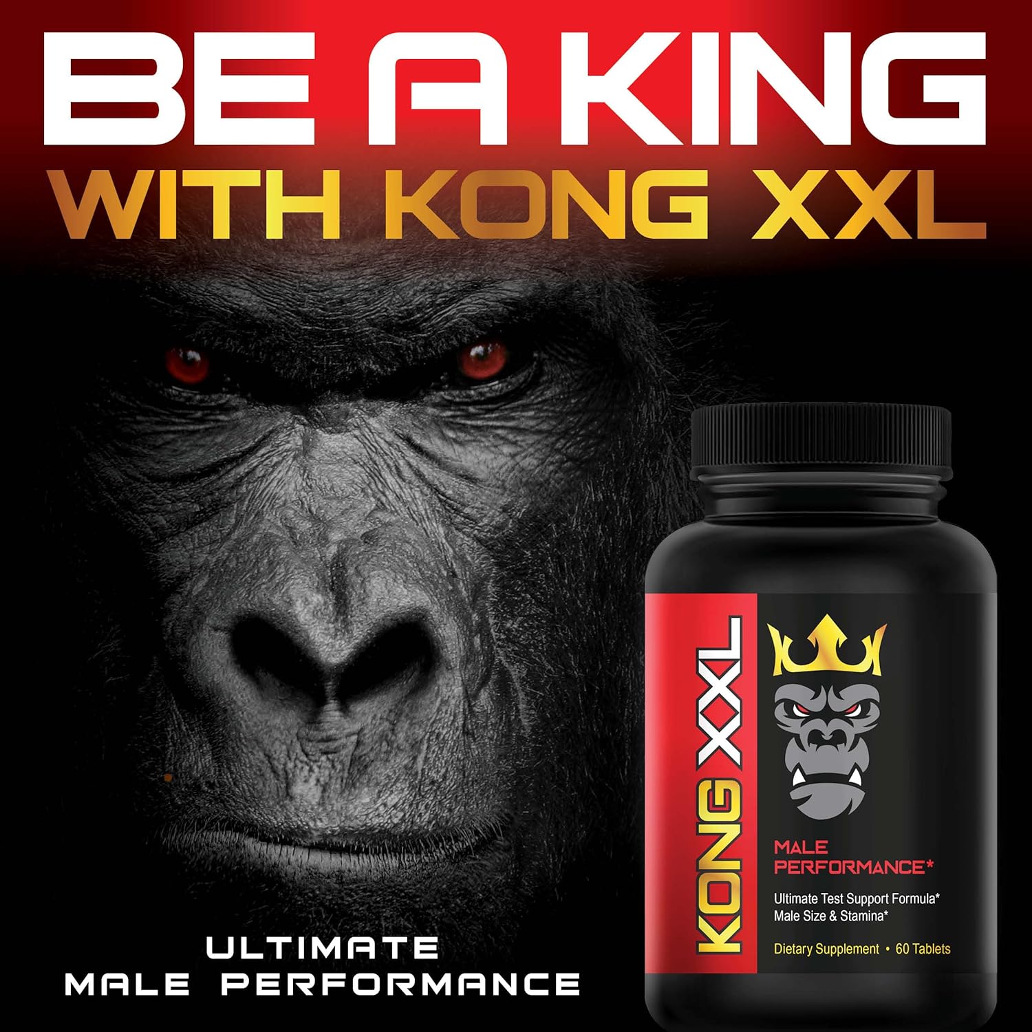XL Science Kong XXL Male Enhancement Pills - Increase Size, Drive, Strength, and Endurance - Boost Performance - 60 Tablets