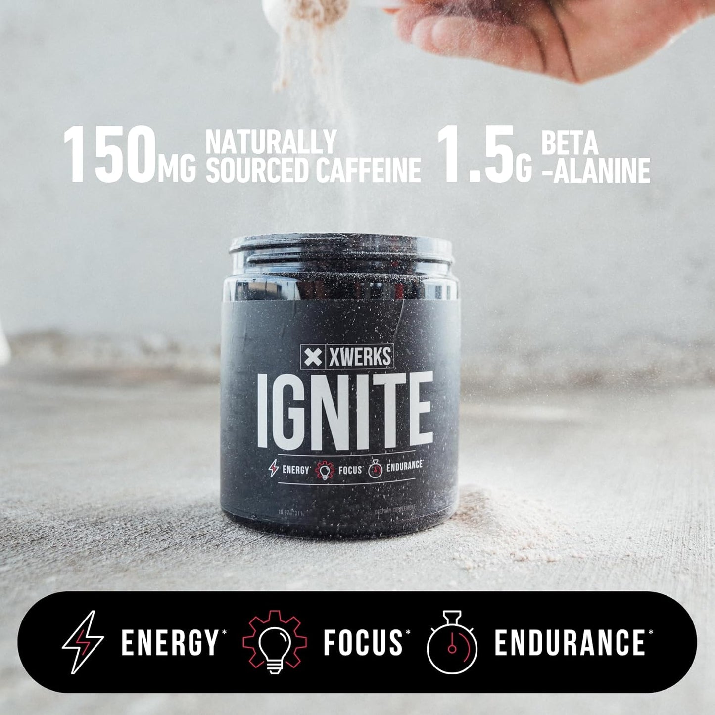 Xwerks Ignite Orange Pre-Workout Powder - Natural Keto Blend with 150mg Caffeine for Explosive Energy and Endurance, Gluten-Free 30 Servings