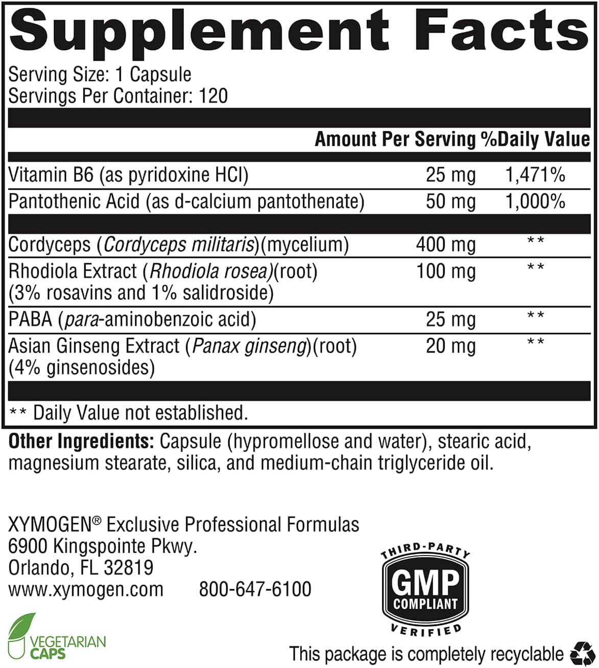 XYMOGEN Adrenal Essence Capsules - Supports Healthy Energy and Immune Function with Adaptogenic Herbs and B Vitamins