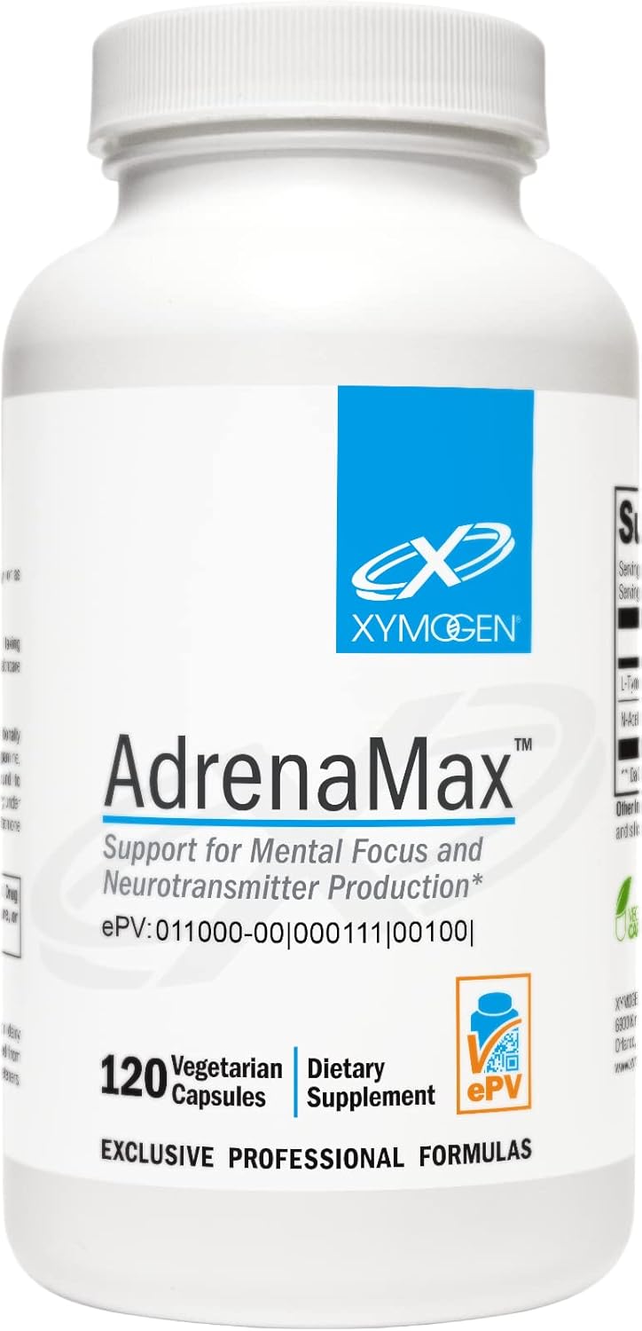 XYMOGEN AdrenaMax Capsules - Mood & Focus Support Supplement with L-Tyrosine & N-Acetyl-L-Cysteine - Boost Dopamine Levels for Alertness & Neurotransmitter Production (120 Caps)