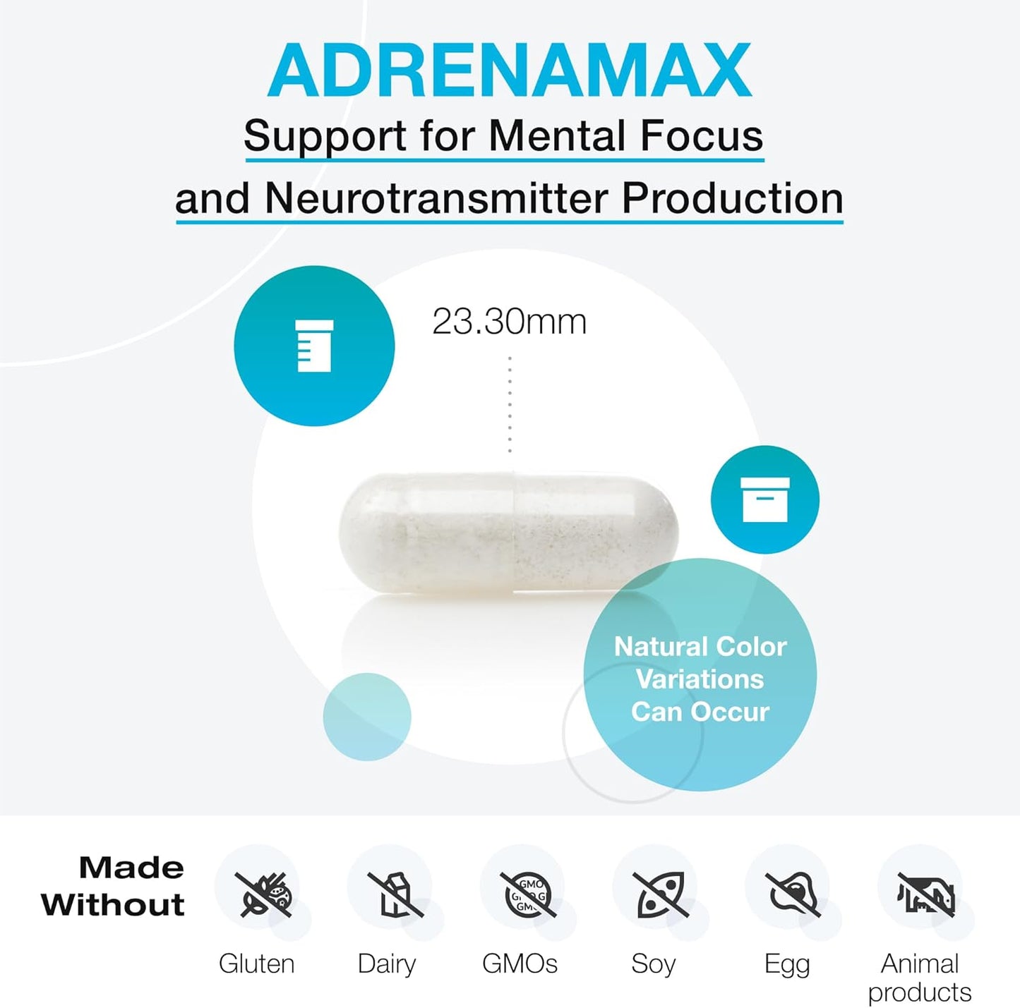 XYMOGEN AdrenaMax Capsules - Mood & Focus Support Supplement with L-Tyrosine & N-Acetyl-L-Cysteine - Boost Dopamine Levels for Alertness & Neurotransmitter Production (120 Caps)