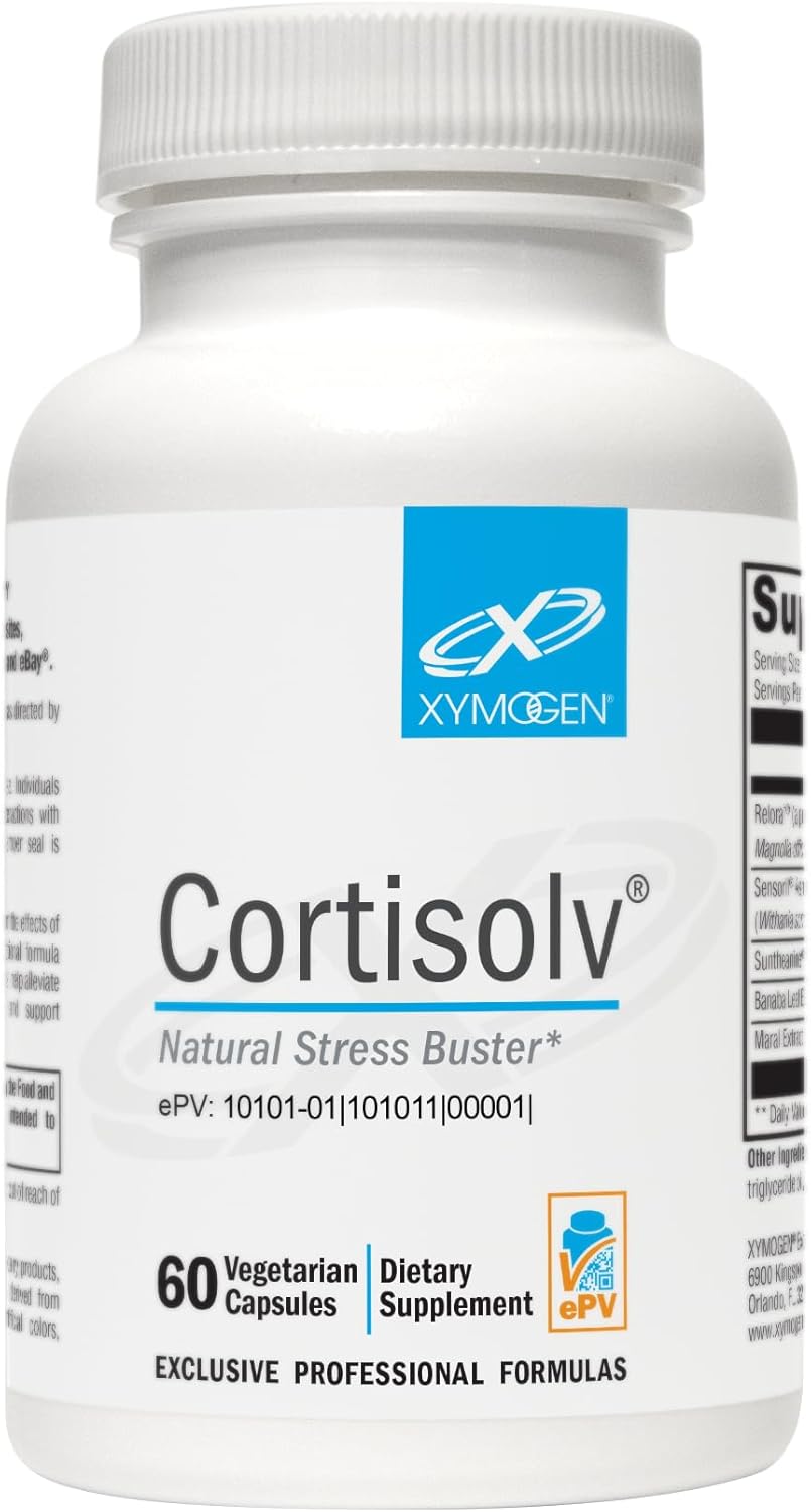 XYMOGEN Cortisolv Capsules - Ashwagandha & L-Theanine Supplement for Energy, Relaxation & Mental Clarity - Supports Healthy Cortisol Levels - 60 Count