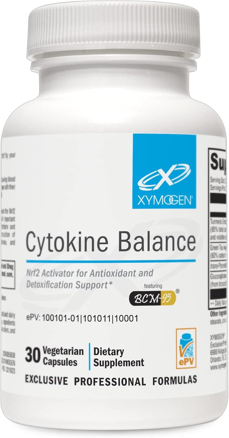 XYMOGEN Cytokine Balance Capsules - Antioxidant & Detox Support with Green Tea, Turmeric, Glucoraphanin - 30 Ct.