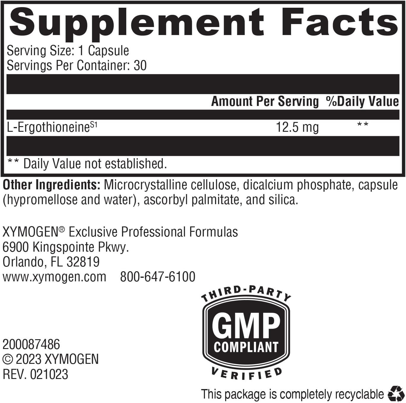 XYMOGEN MitoPrime and NAC Bundle: L Ergothioneine Antioxidant & 600mg N-Acetyl-Cysteine Supplements