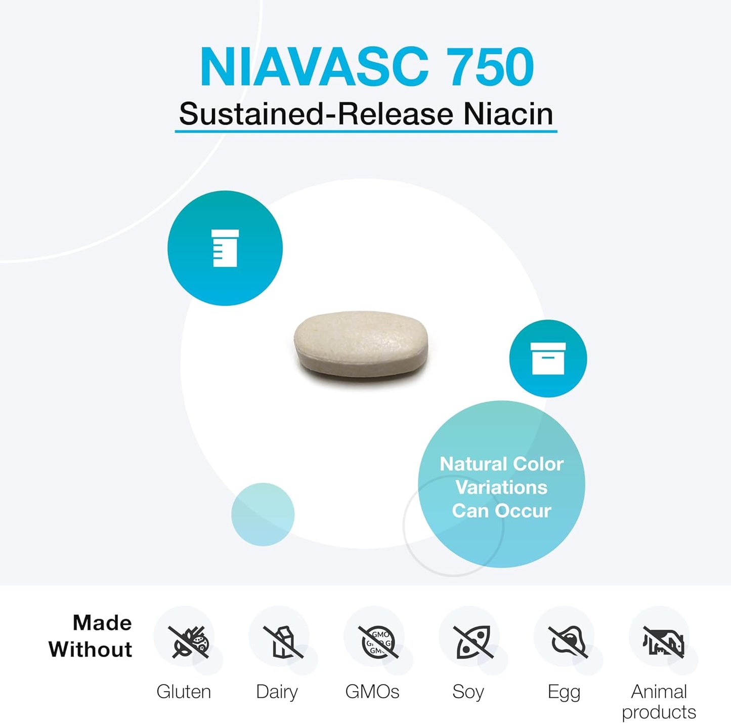 XYMOGEN NiaVasc 750 - Sustained-Release Niacin Tablets for Healthy Blood Lipids - Reduce Flushing - 120 Time-Release Tabs