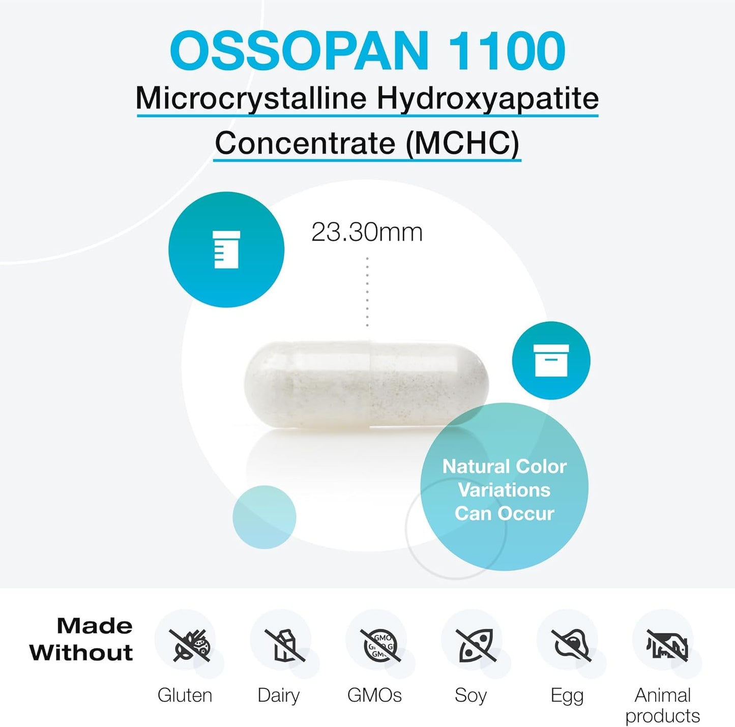 XYMOGEN Ossopan 1100 - Calcium Supplement for Bone Strength and Health - Contains Microcrystalline Hydroxyapatite and Phosphorus - 120 Capsules for Men and Women