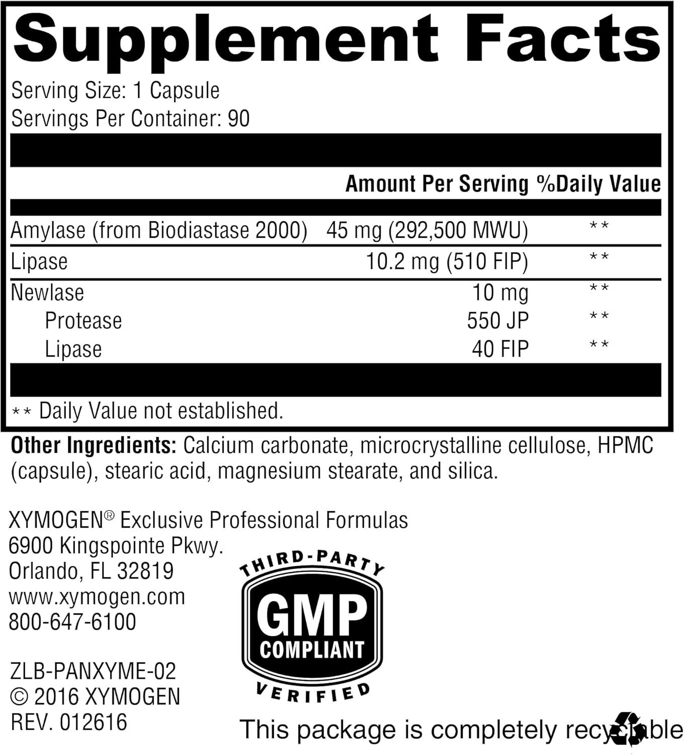 XYMOGEN PanXyme pH - Digestive Enzymes with Amylase, Lipase, and Protease - 90 Capsules for Gut Health & Digestion Support - Gluten Free & Vegan Enzyme Supplement