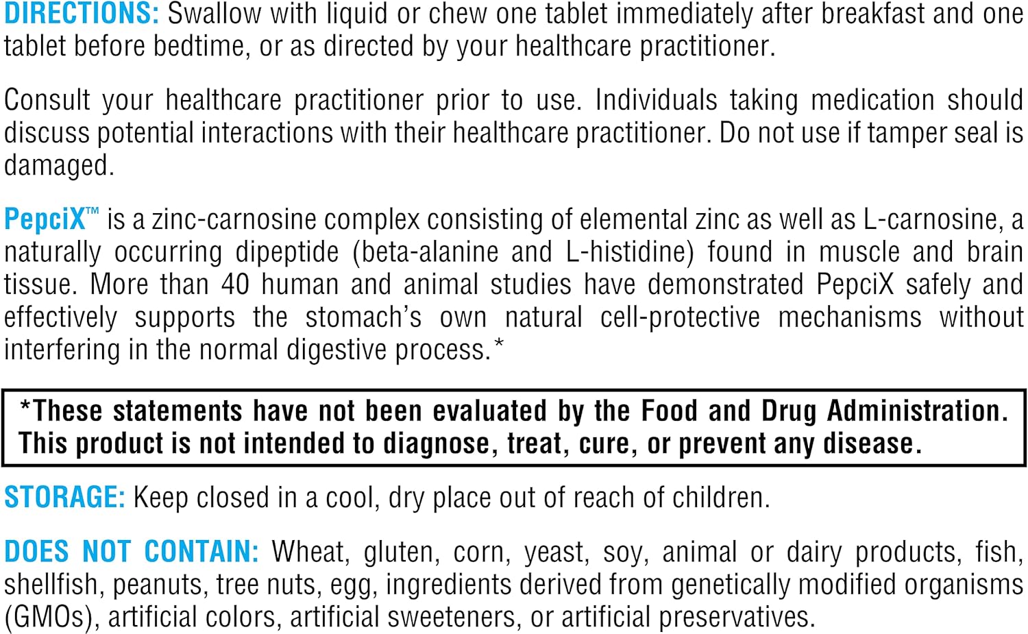 XYMOGEN PepciX - Zinc L Carnosine Supplement for Gut & Digestive Health - Acid Reflux Relief & Gut Support - 60 Tablets
