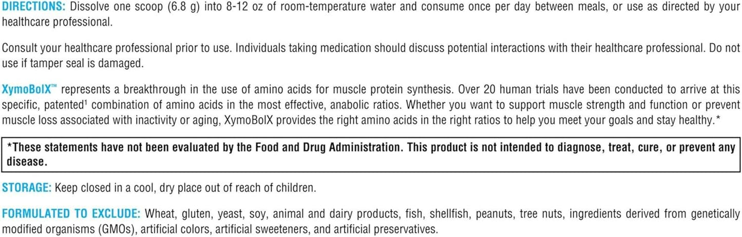 XYMOGEN XymoBolX Amino Acid BCAA Powder for Muscle Recovery - L Arginine, L Leucine, L Methionine, L Tryptophan - Gluten Free, Vegan, Non GMO (30 Servings)