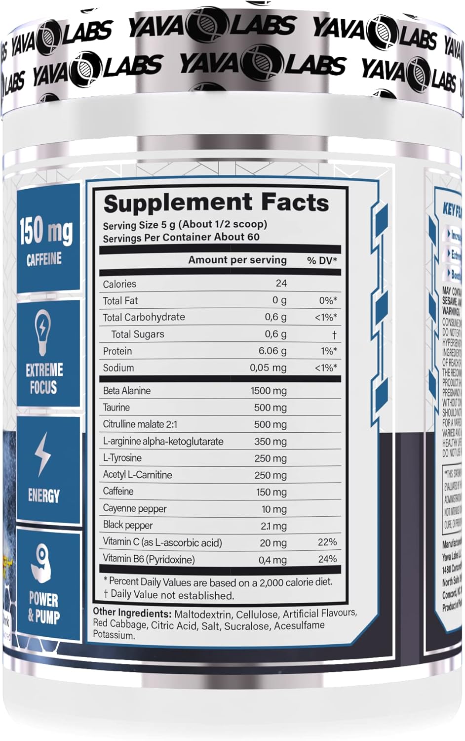 Yava Labs PRE Workout Energy Drink for Ultimate Pump Formula