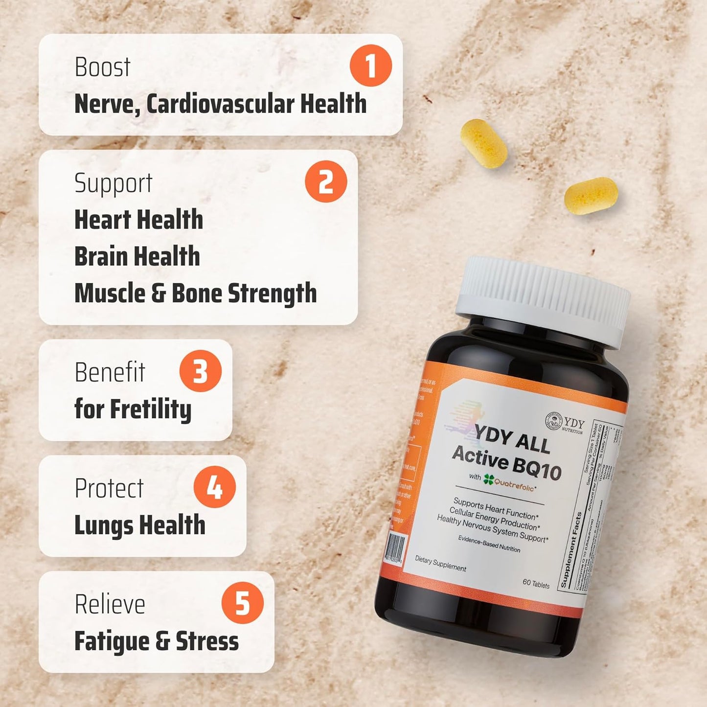 YDY Nutrition CoQ10 100mg with Vitamin B Complex - Heart Health & Energy Support - 60 Tablets