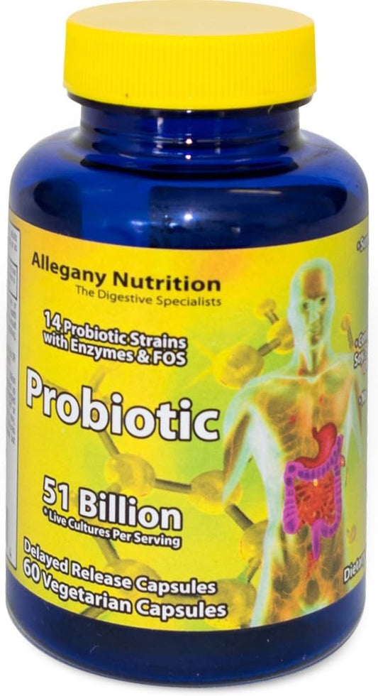 Yeegfey Probiotic Supplement with 60 Capsules - 51 Billion CFU for Gut Health and Digestive Support