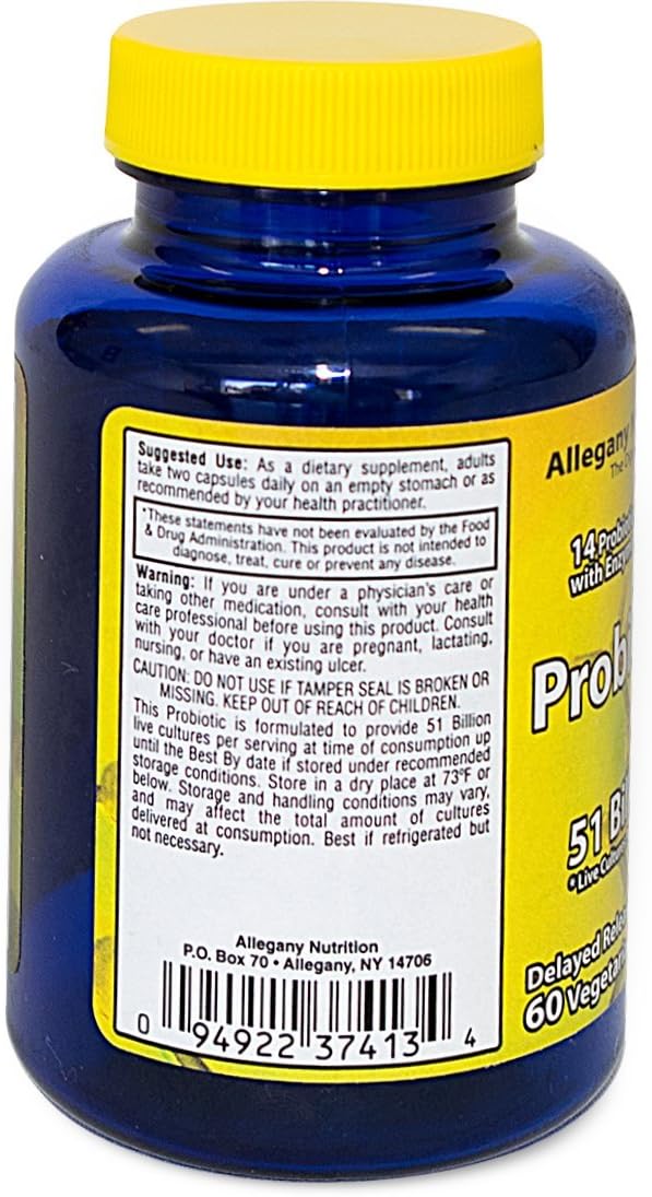 Yeegfey Probiotic Supplement with 60 Capsules - 51 Billion CFU for Gut Health and Digestive Support