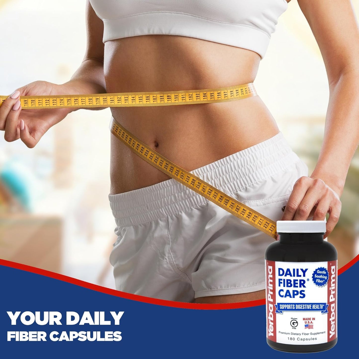 Yerba Prima Daily Fiber Formula - 360 Capsules, Soluble & Insoluble Fiber, Colon Cleanse, Gut Health, Vegan, Non-GMO, Gluten-Free