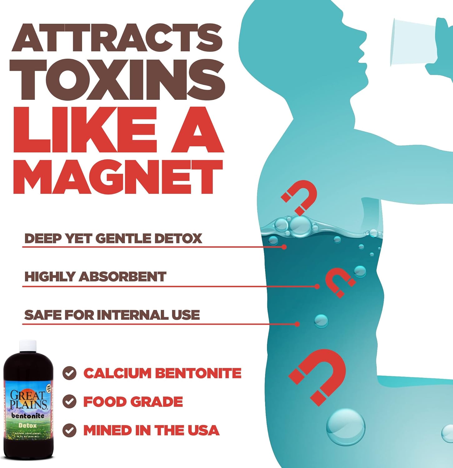 Yerba Prima Great Plains Bentonite Liquid Clay Cleanse Supplement - 64 oz (2 Pack)