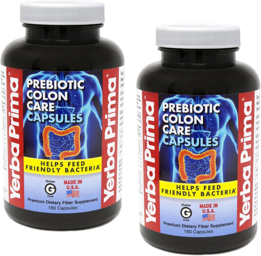 Yerba Prima Prebiotic Colon Care Capsules - Non-GMO, Keto Friendly (2 Pack, 180 Capsules)