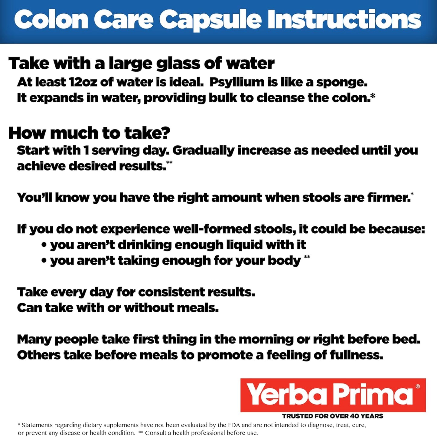 Yerba Prima Prebiotic Colon Care Capsules - Non-GMO, Keto Friendly (2 Pack, 180 Capsules)