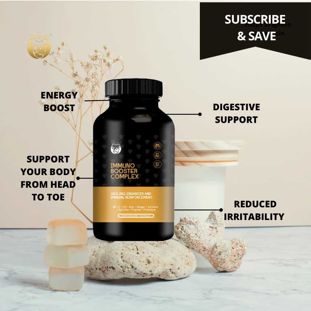 Yerbafit 10-in-1 Immune Support Supplement with Vitamins C, D3, B6, Zinc, Echinacea, Ginger, Turmeric, Spirulina, Propolis, and Probiotics - 60 Capsules