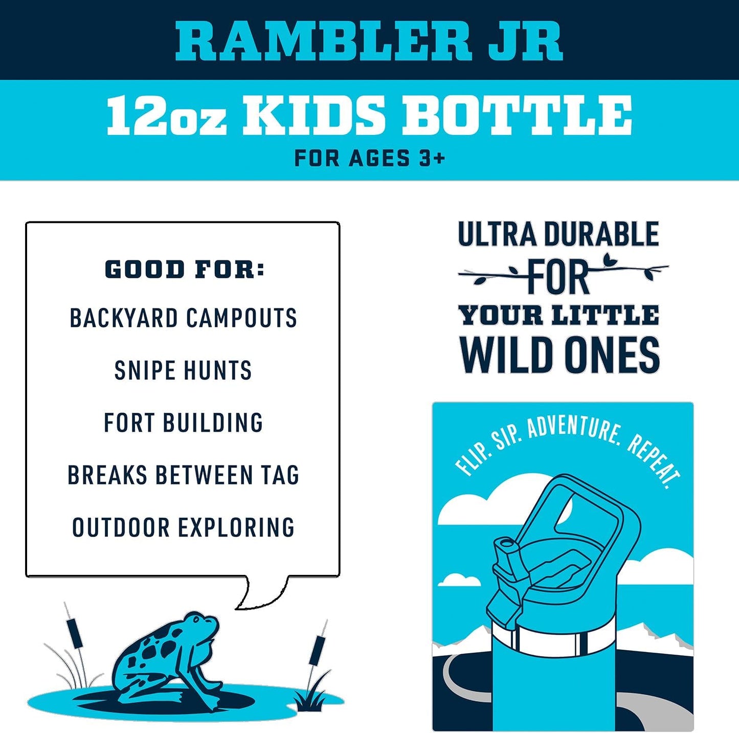 YETI Rambler Jr. 12 oz Kids Bottle - Leakproof Straw Cap, BPA-Free
