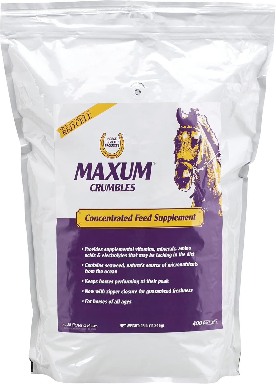 YFCACT Horse Health Maxum Crumbles Concentrated Feed Supplement - 25 lb - Provides Essential Nutrients for Equine Athletes