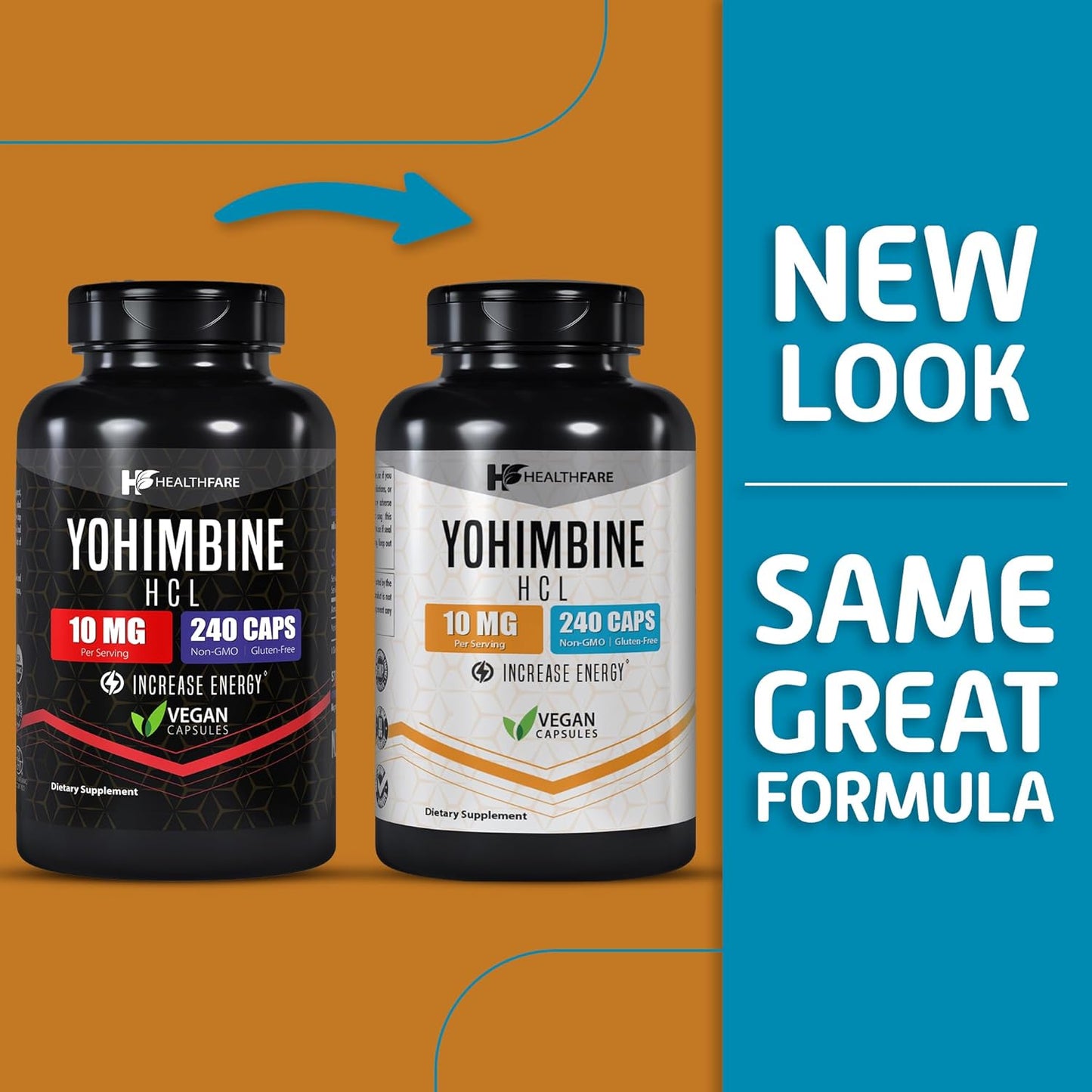 Yohimbine HCL Capsules - 10mg, 240 Count | Maximum Strength Formula, Gluten-Free, Non-GMO | Healthfare