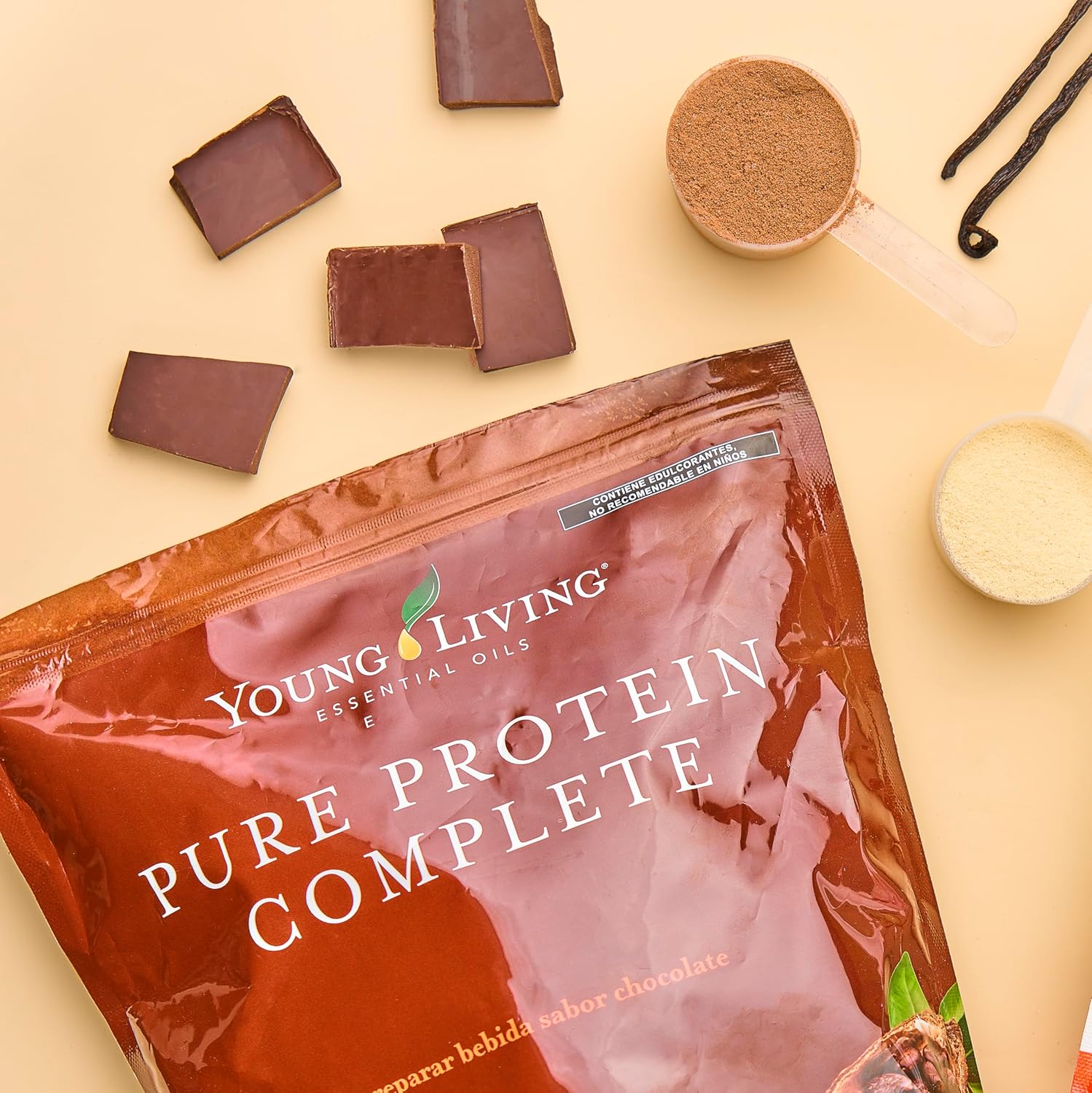 Young Living Pure Protein Complete Chocolate Deluxe, 26.0 oz - Essential Oils & Probiotics for Lean Muscle & Recovery