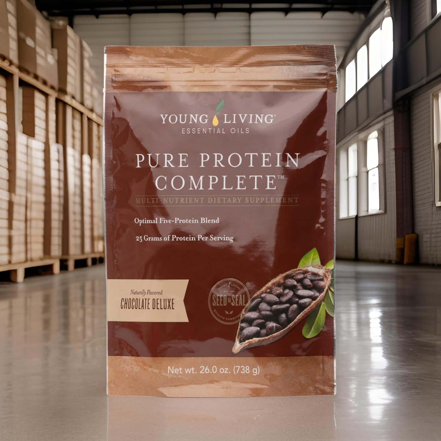Young Living Pure Protein Complete Chocolate Deluxe, 26.0 oz - Essential Oils & Probiotics for Lean Muscle & Recovery