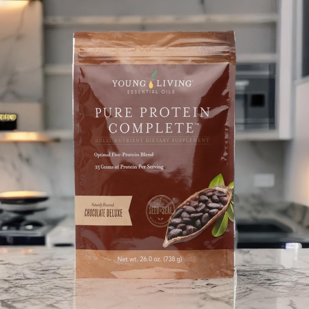 Young Living Pure Protein Complete Chocolate Deluxe, 26.0 oz - Essential Oils & Probiotics for Lean Muscle & Recovery