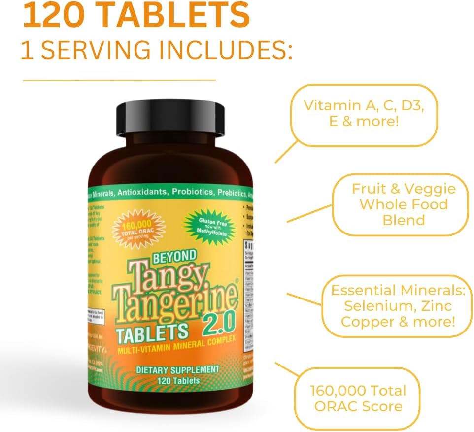 Youngevity Beyond Tangy Tangerine 2.0: Natural Multi-Vitamin & Mineral Complex, 120 Tablets