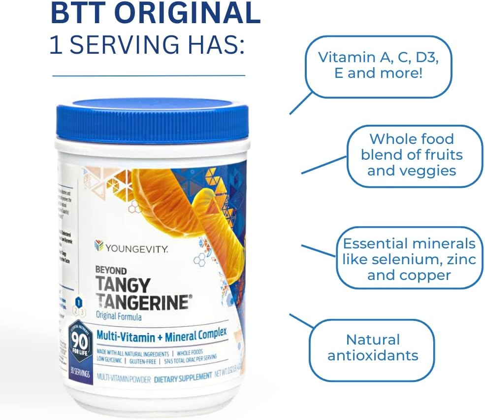 Youngevity Beyond Tangy Tangerine Original Formula - Natural Whole Foods | Multi-Vitamin & Mineral Complex | 5,745 ORAC | 3 Pack