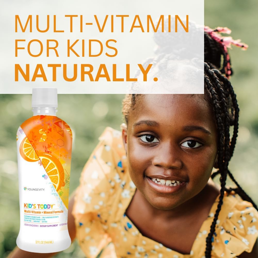 Youngevity Kid's Toddy™ - Premium Multivitamin for Kids 2+ - 14 Vitamins, 10 Minerals, Phytonutrient Blend - Highly Absorbable Orange Liquid - 32 Fl Oz