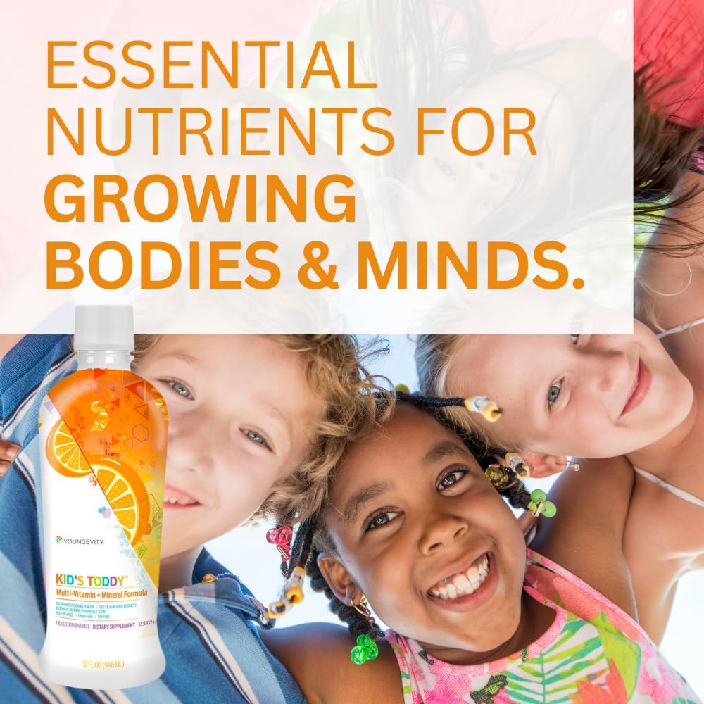 Youngevity Kid's Toddy™ - Premium Multivitamin for Kids 2+ - 14 Vitamins, 10 Minerals, Phytonutrient Blend - Highly Absorbable Orange Liquid - 32 Fl Oz