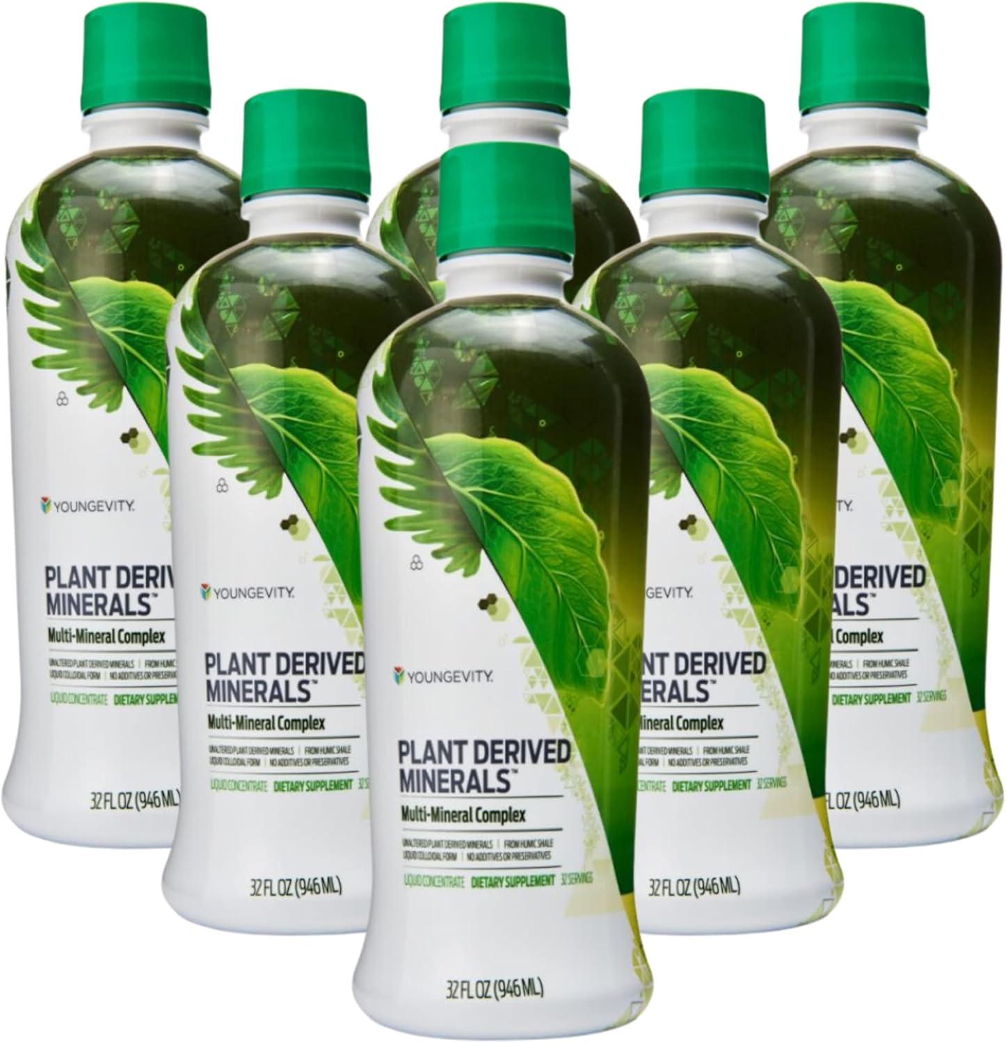 Youngevity Liquid Plant Minerals with 77+ Trace Minerals - 19,000mg Plant Solids - Colloidal Humic Shale - 32 oz (Pack of 6)