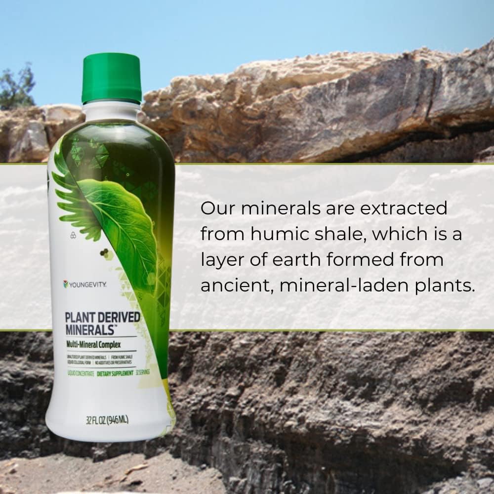 Youngevity Liquid Plant Minerals with 77+ Trace Minerals - 19,000mg Plant Solids - Colloidal Humic Shale - 32 oz (Pack of 4)