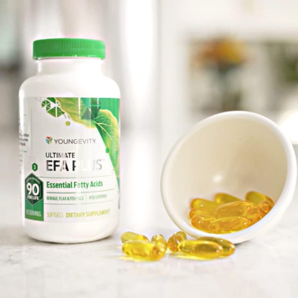 Youngevity Ultimate EFA Plus Soft Gels - Balanced Fish Oil Supplement for Heart, Brain, Joint, Skin Health - Omega-3, Omega-6, Omega-9 for Optimal Support