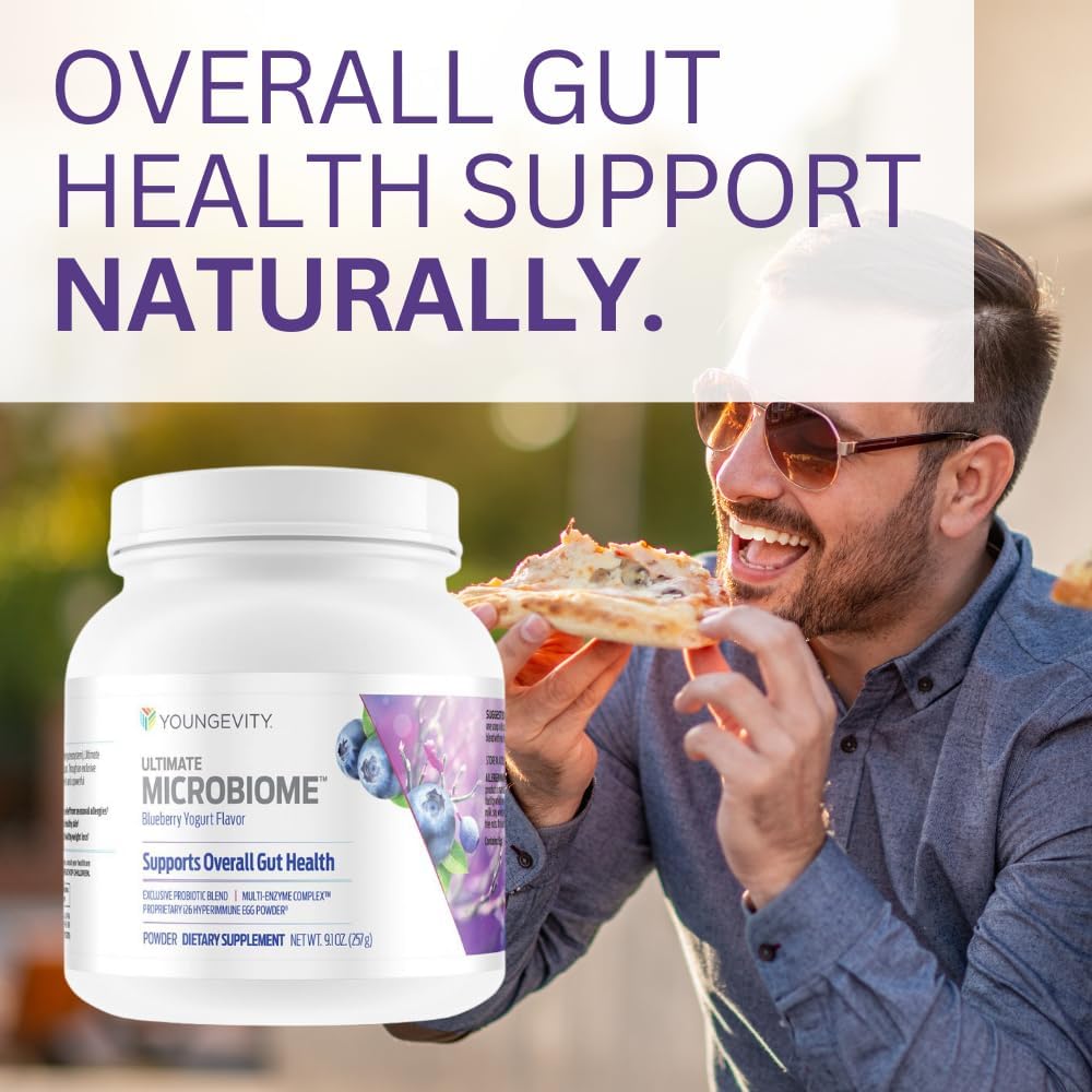 Youngevity Ultimate Microbiome Supplement with i26 Hyperimmune Egg Powder, Probiotic Blend, DigeZyme Enzyme Complex - Supports Gut Health & Immune System