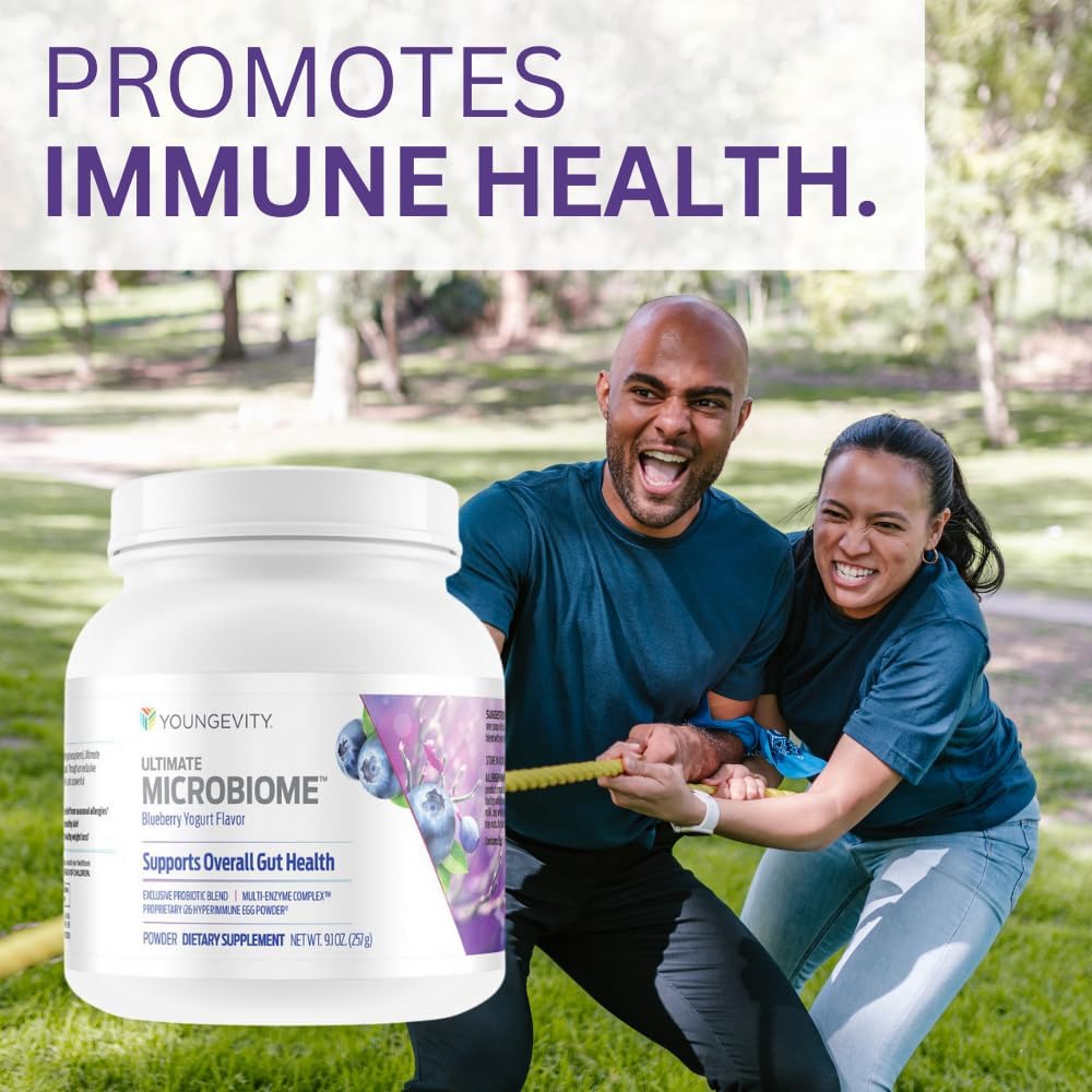 Youngevity Ultimate Microbiome Supplement with i26 Hyperimmune Egg Powder, Probiotic Blend, DigeZyme Enzyme Complex - Supports Gut Health & Immune System