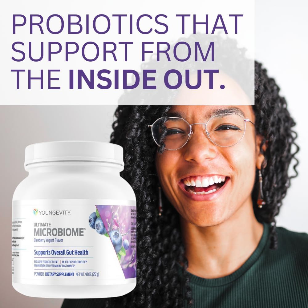 Youngevity Ultimate Microbiome Supplement with i26 Hyperimmune Egg Powder, Probiotic Blend, DigeZyme Enzyme Complex - Supports Gut Health & Immune System