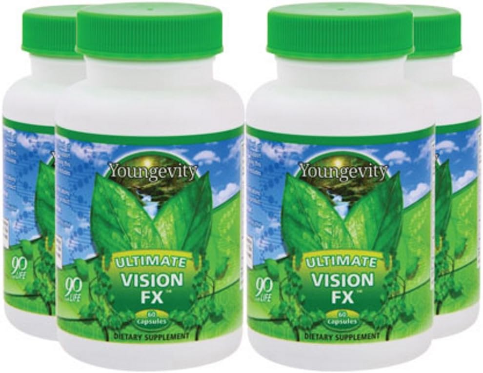 Youngevity Ultimate Vision FX™ - Eye Health Supplement with Lutein, CoQ10, Vitamins A, C, E, Zinc, Chromium, & Selenium - 60 Capsules, Pack of 4