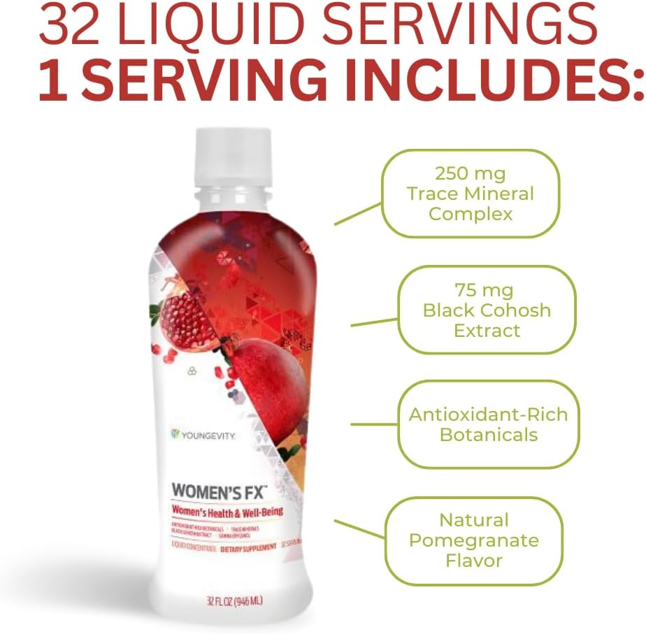 Youngevity Women's FX with Black Cohosh - 32 Oz Natural Supplement Drink for Menopause Relief and Essential Women's Vitamins